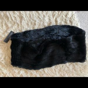 100% Rabbit Fur Black Infinity Scarf